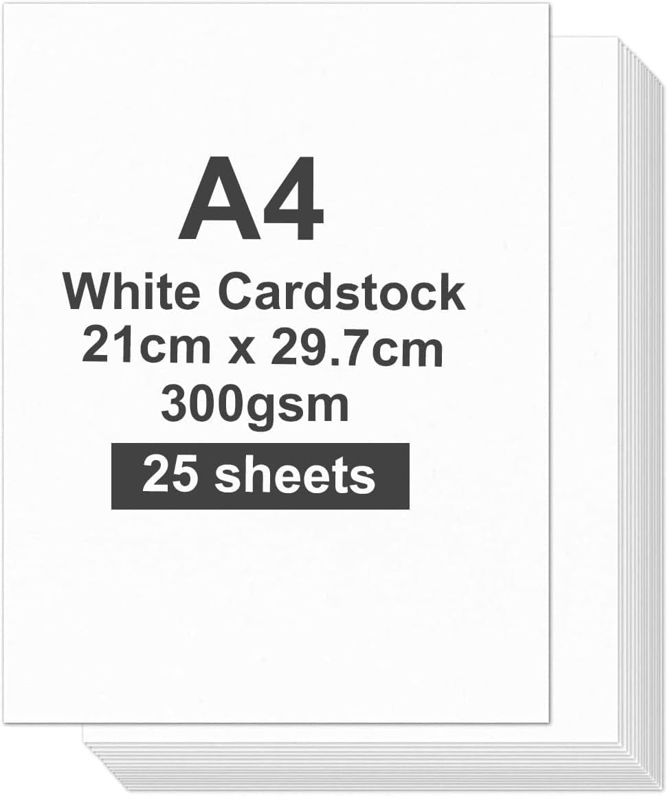 White Cardstock A4 300g - 25 Sheets